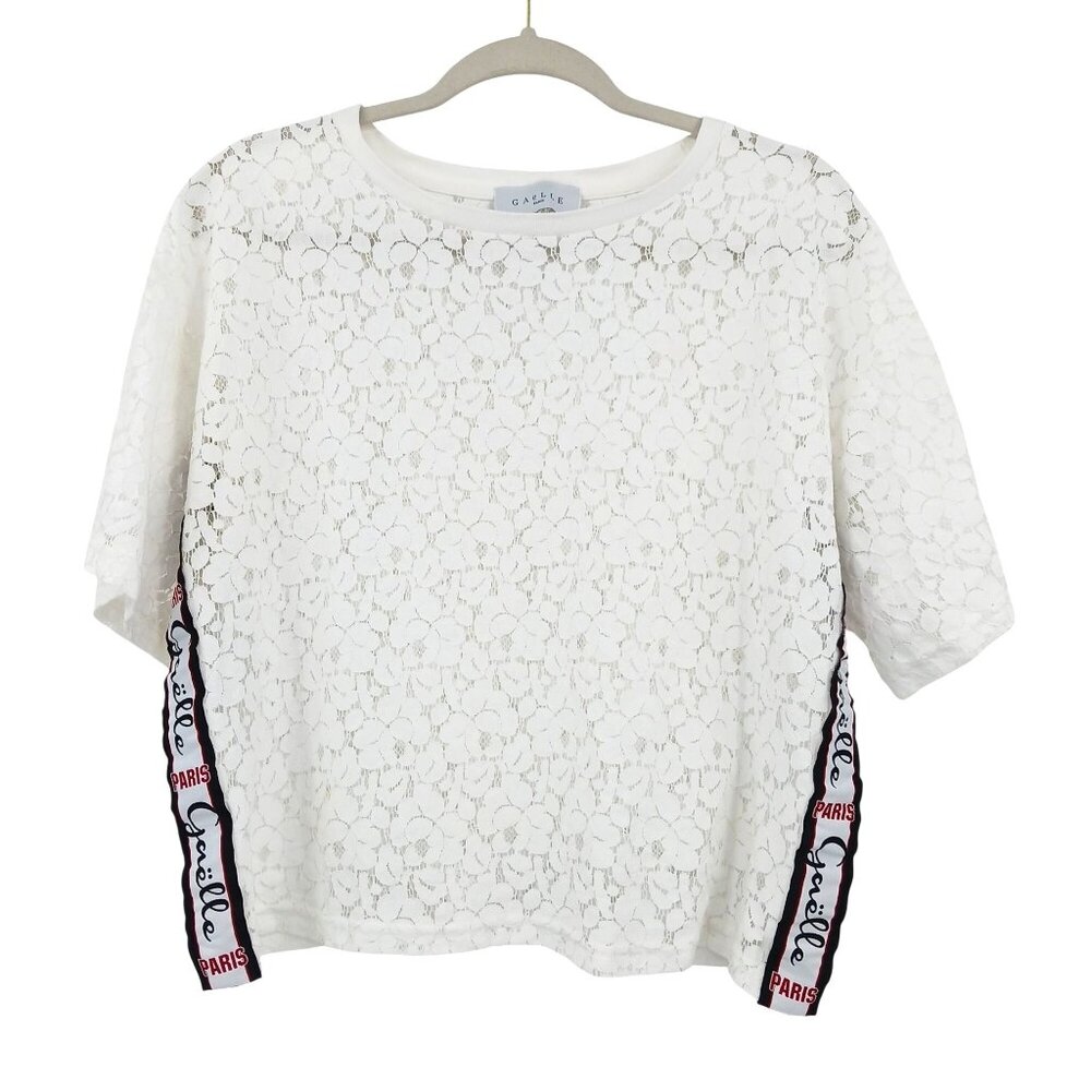 Gaelle Paris White Lace Top Sheer